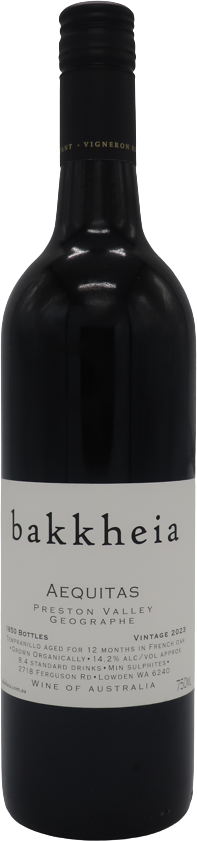 bakkheia Aequitas Preston Valley Tempranillo 2023 Geographe